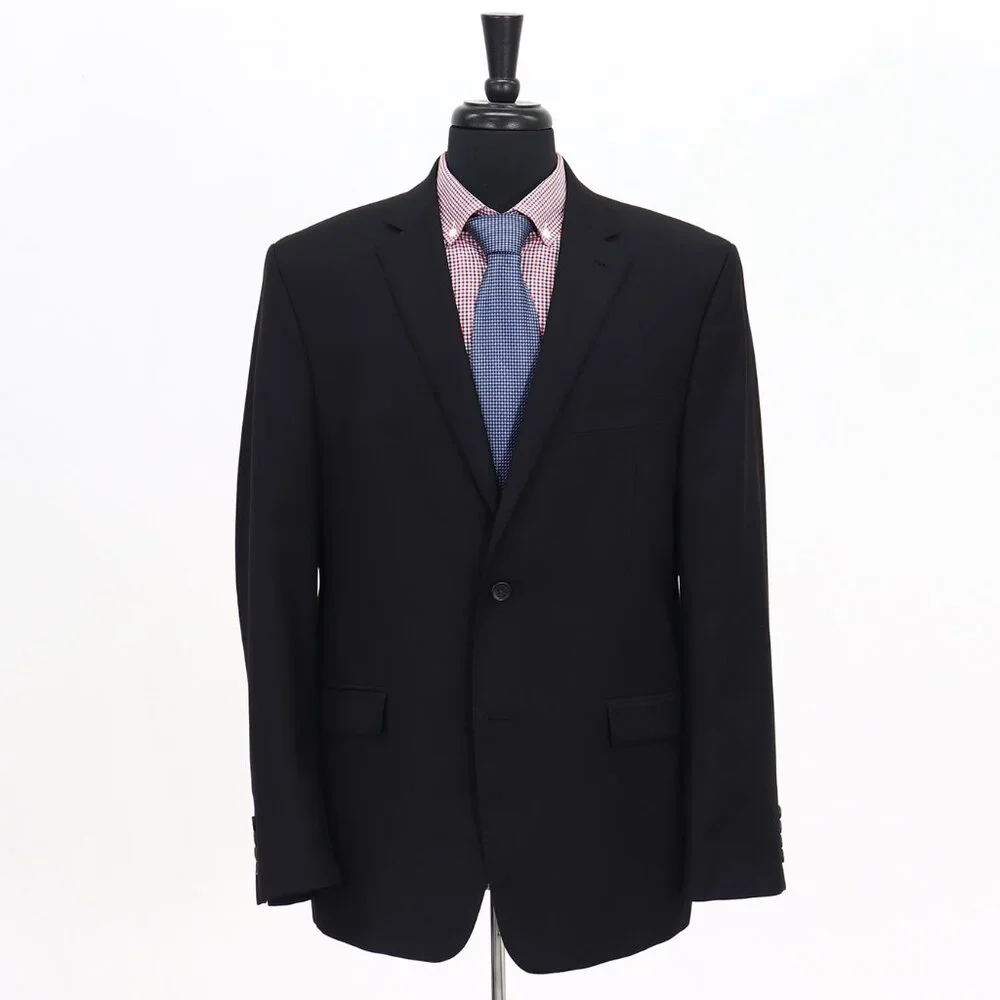 Ralph Lauren 44R Black Solid 2-Button Sport Coat Blazer Jacket G782